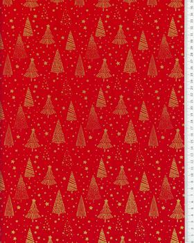 Christmas tree cotton poplin Red - Tissushop