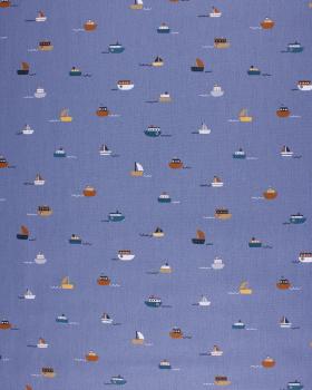 Cotton Popelin Boats on water Blue - Tissushop