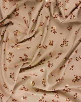 Viscose Radiance Petites fleurs dorées Beige - Tissushop