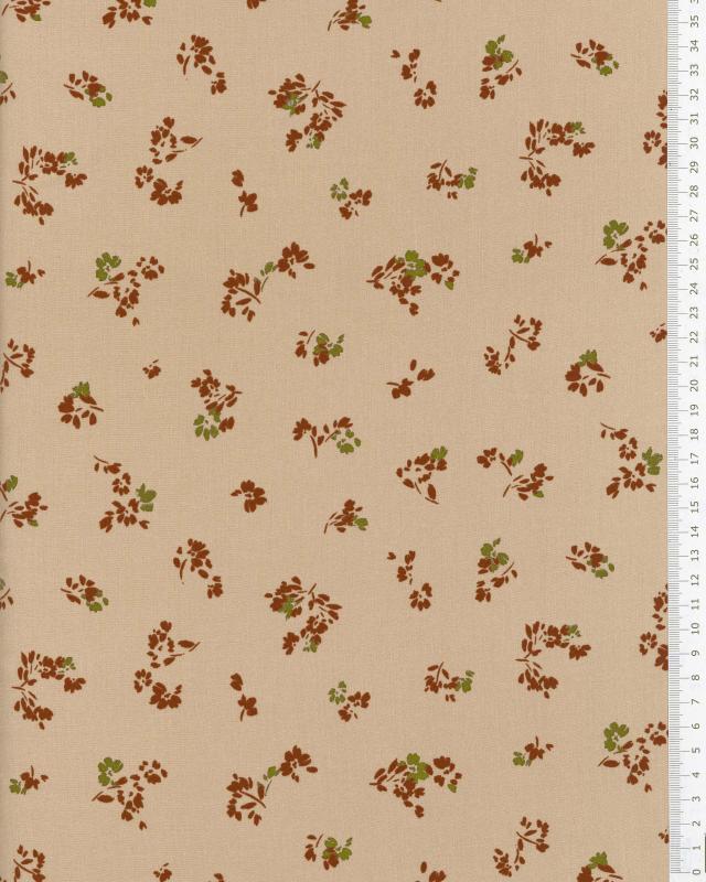 Viscose Radiance Petites fleurs dorées Beige - Tissushop