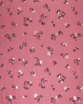 Viscose Radiance Petites fleurs dorées Framboise - Tissushop