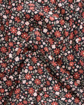 Corduroy flowers glitter fabric Black - Tissushop