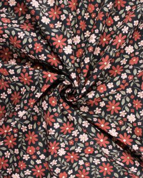 Corduroy flowers glitter fabric Black - Tissushop