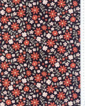 Corduroy flowers glitter fabric Black - Tissushop