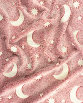 Polar fleece Moon and Star Pink - Tissushop