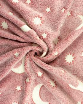 Polar fleece Moon and Star Pink - Tissushop