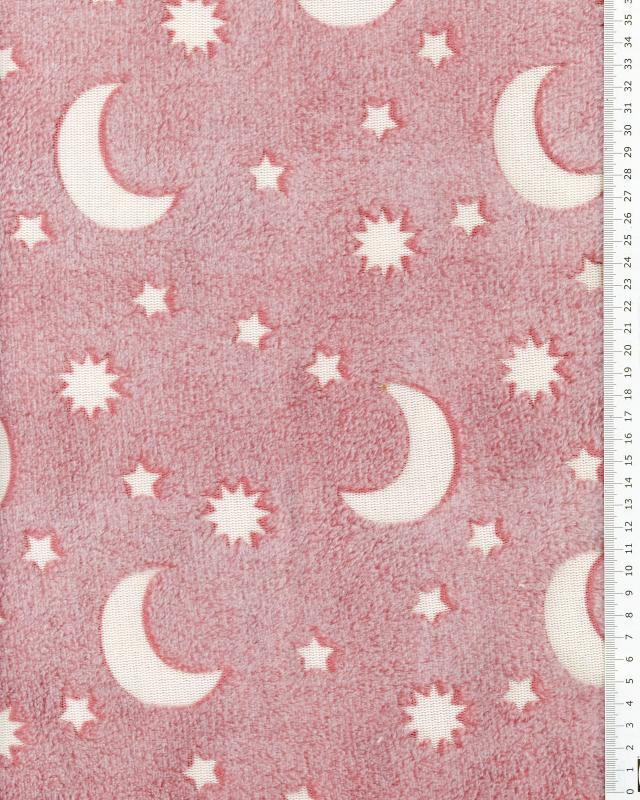 Polar fleece Moon and Star Pink - Tissushop