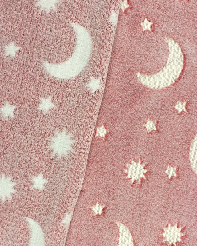 Polar fleece Moon and Star Pink - Tissushop