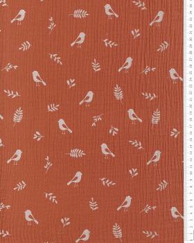 Double gaze oiseaux Rouille - Tissushop