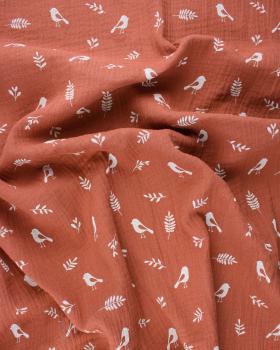 Double gauze bird pattern Rust - Tissushop