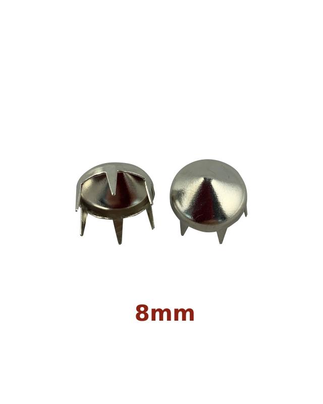 Rivets décoratifs à griffes pyramide rond - 8 mm (x30) Argent - Tissushop