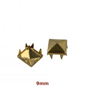 Rivets décoratifs à griffes pyramide carré - 9 mm (x20) Or - Tissushop