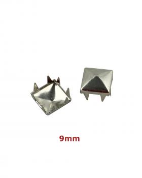 Square pyramid claw decorative rivets - 9 mm (x20) Silver - Tissushop
