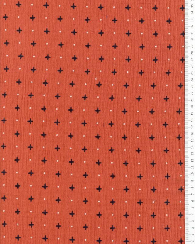 Double Gaze Cross and Dots Terracotta - Tissushop