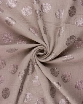 Double Gauze Dotted Glitter Circle Taupe - Tissushop