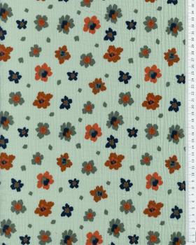 Double Gauze Flowery Almond Green - Tissushop