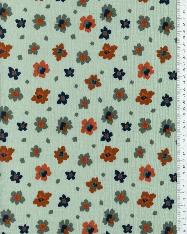 Double Gauze Flowery Almond Green - Tissushop