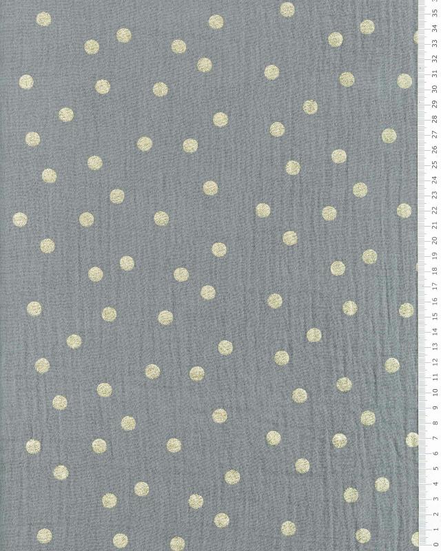 Double Gauze Large Golden Spot Grey - Tissushop