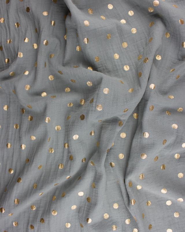 Double Gauze Large Golden Spot Grey - Tissushop