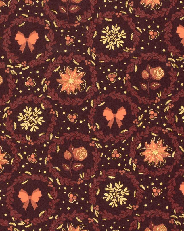 Christmas Atmosphere Cotton Poplin Bordeaux - Tissushop