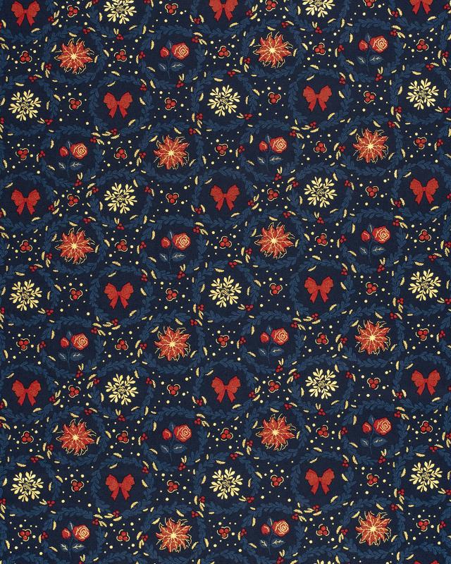 Christmas Atmosphere Cotton Poplin Blue - Tissushop