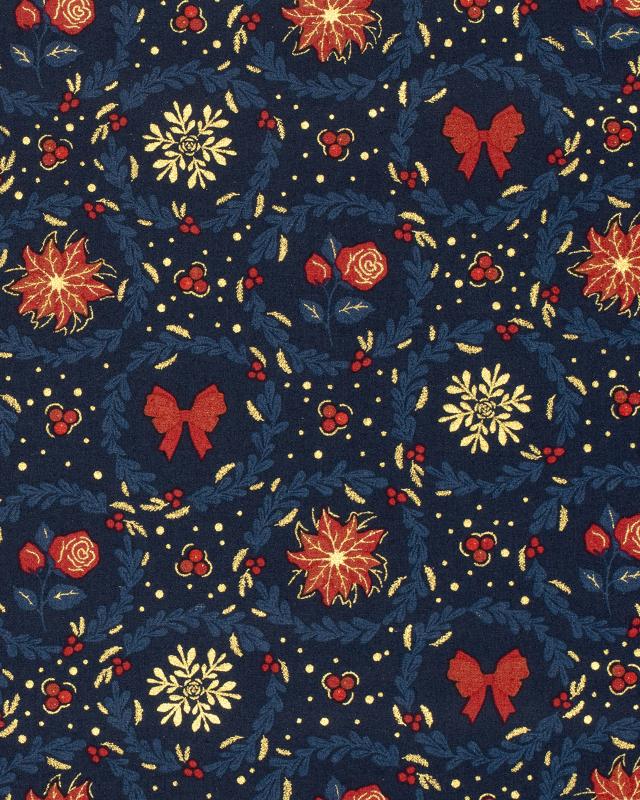 Christmas Atmosphere Cotton Poplin Blue - Tissushop