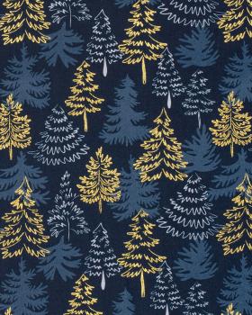 Christmas Trees Cotton Poplin Blue - Tissushop