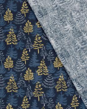 Popeline De Coton Arbres De Noel Bleu - Tissushop