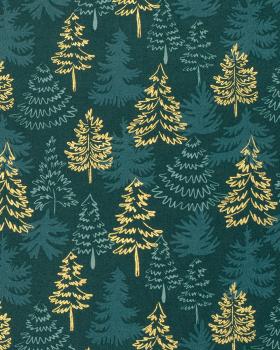 Christmas Trees Cotton Poplin Green - Tissushop