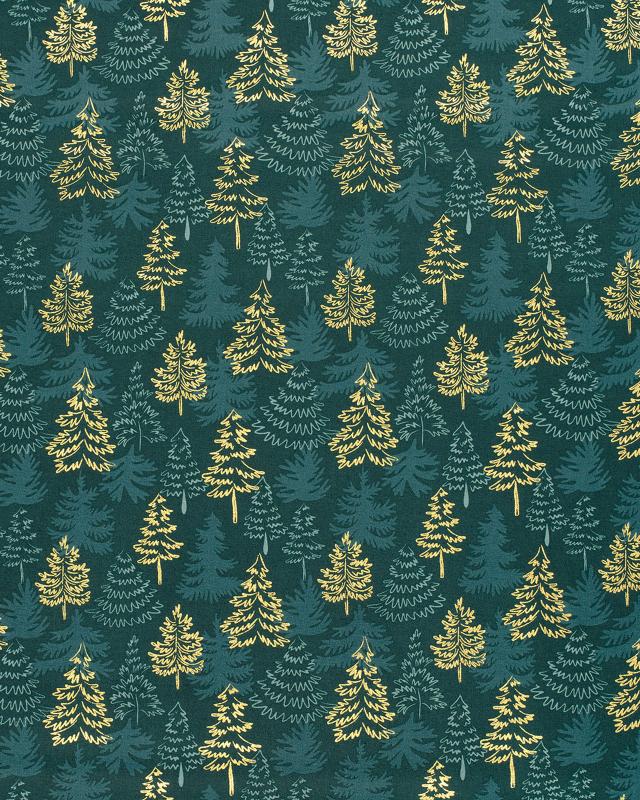 Christmas Trees Cotton Poplin Green - Tissushop