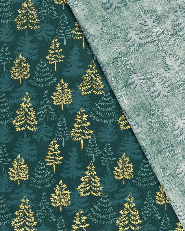 Christmas Trees Cotton Poplin Green - Tissushop