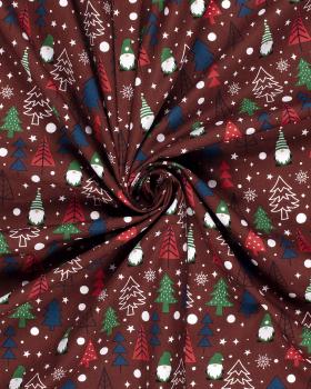 Elf and Christmas Tree Cotton Poplin Bordeaux - Tissushop