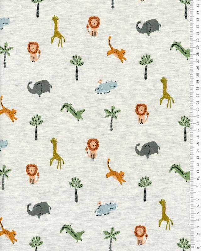 Jersey Animaux De La Savane Gris - Tissushop