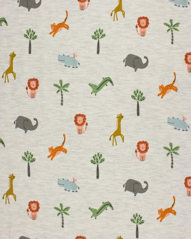 Jersey Animaux De La Savane Gris - Tissushop