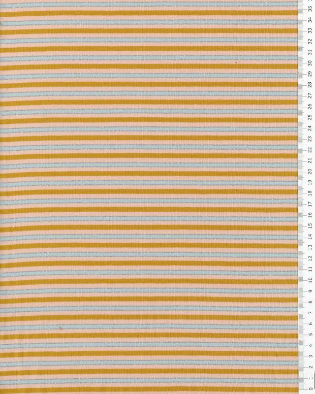 Lurex Stripe Jersey Mustard - Tissushop