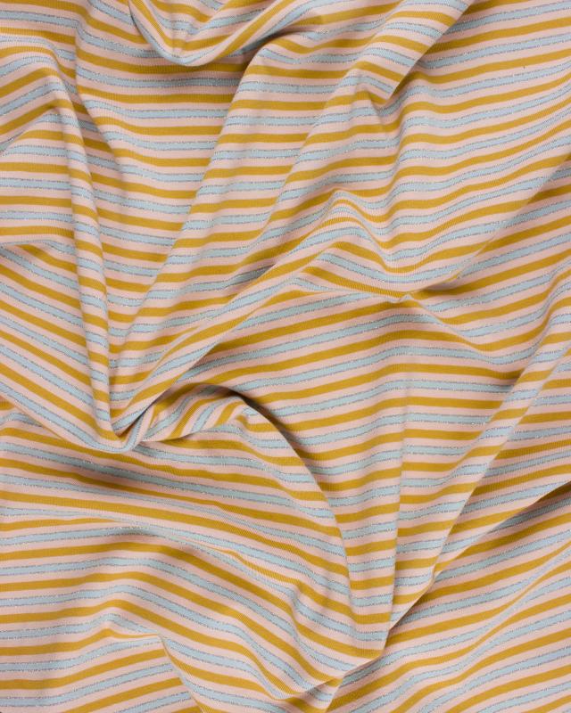 Lurex Stripe Jersey Mustard - Tissushop