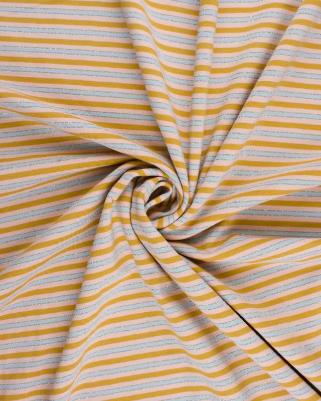 Lurex Stripe Jersey Mustard - Tissushop