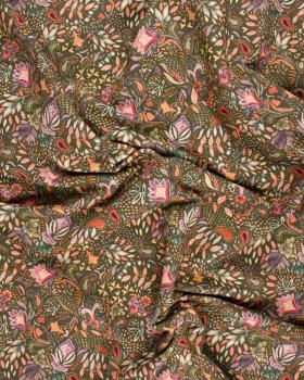 Jersey French Terry Digital Print Flowers Khaki - Tissushop