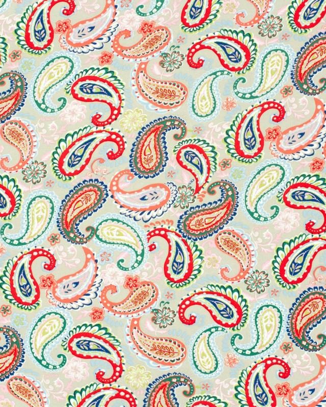 Bamboo popelin Paisley pattern Beige - Tissushop