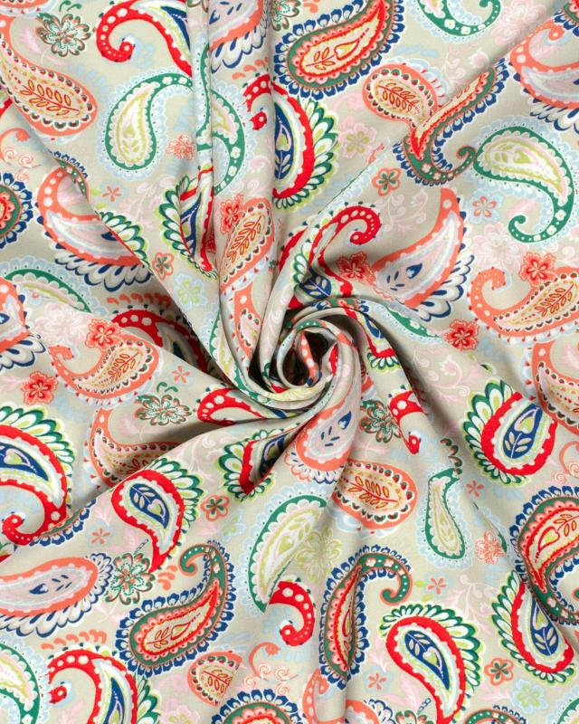 Bamboo popelin Paisley pattern Beige - Tissushop