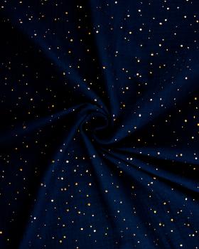 Muslin gold dots sky Navy Blue - Tissushop